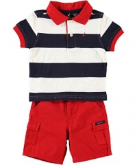 Nautica Baby-Boys Infant 2 Piece Bold Stripe Polo Short Set