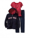 Nautica Sportswear Kids Girls 2-6X Striped 3-Piece Set, New Sport Navy, 6