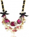 Betsey Johnson Iconic Fabulous Fuchsia Crystal and Bead Cluster Necklace