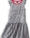 Tea Collection Girls 2-6X Zebra Stripe Flutter Dress, Milk, 2