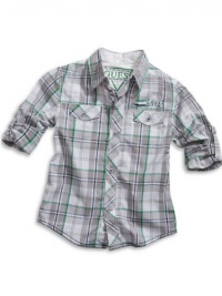 GUESS Kids Boys Little Boy Vagrant Plaid Shirt, PLAID (7)