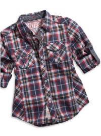 GUESS Kids Boys Little Boy Monroe Plaid Shirt, PLAID (3T)