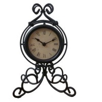 Infinity Instruments The Grace - Black Wrought Iron Table Clock [Kitchen] # 12297BK-1427