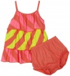 Splendid Littles Neon Stripe Ruffle Set, Creamsicle, 6-12 Months