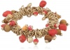 NINE WEST VINTAGE AMERICA Trail's End Worn-Gold Tone Coral Colored Shaky Stretch Bracelet