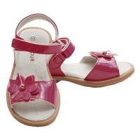 Toddler Girl 10 Fuchsia Patent Layered Flower Sandal Shoe