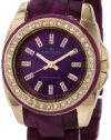 Anne Klein Women's 10/9668PMPR Swarovski Crystal Accented Purple Marbleized Gold-Tone Bracelet Watch