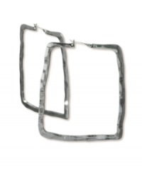 Dare to get funky with a not-so-average pair of hoops. Earrings by RACHEL Rachel Roy feature a chunky square design in worn hematite tone mixed metal. Approximate diameter: 2 inches.