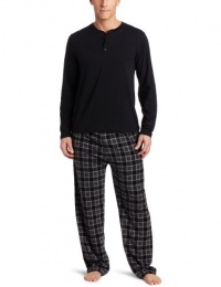 Intimo Men's Microfleece Pant with Knit Henley PJ Set