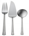 A truly elegant design that will enhance any table setting. The Carina Matte pattern incorporates a brushed 18/10 stainless steel handle into a neoclassical-looking motif that adorns the top and neck of the handle. 3-piece set includes a cold meat fork, gravy ladle and pastry server. Dishwasher safe.