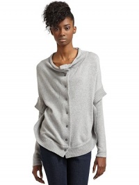 THE LOOKStand collarButton frontLong sleevesRibbed circle hemMerrow stitch detail down rear centerTHE FITAbout 28 from shoulder to hemTHE MATERIAL67% cotton/21% nylon/12% cashmere