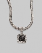 From the Classic Chain Collection. Black sapphire pavé dazzles along the center of this sterling silver square enhancer.Black sapphire Sterling silver Length, about 1½ Width, about 1 Made in Bali Please note: Chain sold separately. 