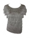 INC International Concepts Womens Petites Fringe Knit Top