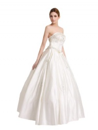 Artwedding Satin Ball Gown Wedding Dress with Acrylic Beads, Pearl and Rhinestone, Ivory, 14W