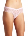 Betsey Johnson Womens Rebel Rose Wide Side Thong, Powderpuff, Small