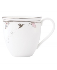 Hummingbirds twirl and buzz from flowery pink leaves to blue on dreamy bone china mugs from Lenox Lifestyle dinnerware. The dishes from the Silver Song collection are crisscrossed with platinum branches and abound with fanciful springtime delight and irresistible modern charm. (Clearance)