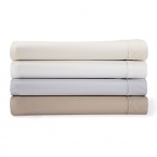 Classic combed cotton percale in a soothing spectrum of modern hues, these versatile Calvin Klein Home fitted sheets boast a sleek corded hem detail.