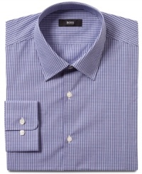 A small, simple check makes this slim-fit Hugo Boss shirt a crisp alternative to a simple solid for every day.