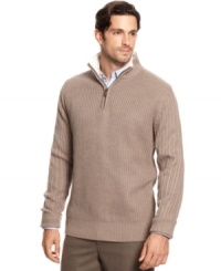 Sherpa lining adds a refined touch and comfort to this handsome Oscar de la Renta sweater.