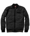 Non-puffy quilted jacket by Quiksilver will keep you warm plus looking fashionably great.