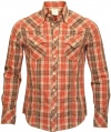 True Religion Brand Jeans Men's Rocky Plaid Western Shirt-Red/Black-Small