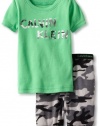 Calvin Klein Boys 2-7 2 Piece Camo Short Sleeve Short Set, Green, 3T