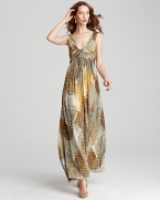 Anne Klein Collection Printed Silk Maxi Dress