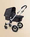 Smart and easy to maneuver, this limited edition infant-to-toddler stroller boasts multi-terrain functionality, authentic denim fabric, contrasting stitching and denim style rivets. What you get:Denim sun canopy and bassinet apron Wheeled folding stroller chassis Reversible seat frame with three-position tilt Seat and bassinet covers that fit onto frame Seat bag, mosquito net