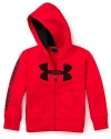 Get him in the game with classic style. Under Armour's logo hoodie and pant set are crafted in a light, breathable fabric to set your budding athlete off on the right foot.