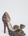 PARIS HILTON SENORITA COFFEE LEOPARD GLITTER WOMENS PEEP TOE Size 7.5M