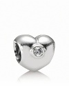 Cubic zirconia adds extra sparkle to a polished silver PANDORA heart charm.