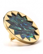 Add a hippie-chic accent to your look with this bold abalone sunburst ring from House of Harlow 1960.