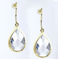 B. Brilliant 18KT Gold Over Sterling Silver Teardrop Dangle Earrings