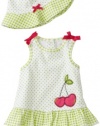 Little Me Baby-girls Newborn Sweet Cherry Popover with Hat, White/Green, 9 Months