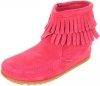 Minnetonka Double Fringe Moccasin (Toddler/Little Kid/Big Kid),Pink,11 M US Little Kid