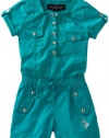 Baby Phat - Kids Girls 2-6X Short Sleeve Military Romper, Green, 6X