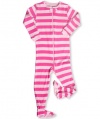 Leveret Footed Dark Pink/ Light Pink Striped Pajama Sleeper 100% Cotton (Size 6M-5T)