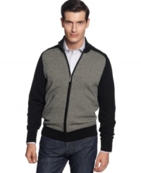 Refresh your weekend look with a classic touch in this herringbone sweater from Geoffrey Beene.