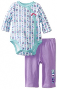 Offspring- Baby Girls Newborn Geo Bodysuit and Pant Set, Lilac, 6 Months