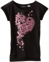 Baby Phat - Kids Girls 7-16 Heart Print Glitter Tee, Black, Large