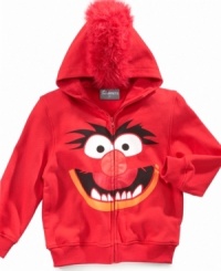 Let your little Muppet unleash his inner Animal with this zip-up hoodie – featuring a cool, faux-fur mohawk.