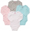 Carter's 4-Pack Long Sleeve Bodysuits - Flowers - 9M