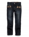 GUESS Kids Girls Little Girl Daredevil Skinny Jeans, DARK STONEWASH (3T)