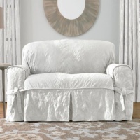 Sure Fit Matelasse Damask 1-Pc Sofa-White