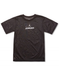 Inspiration on a tee. This Nike Jordan graphic tee will have him reaching for the basketball rim.