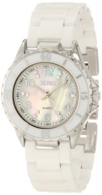 XOXO Women's XO2003 Swarovski Crystal Accented Silver-Tone White Ceramic Bracelet Watch