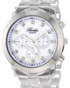 Breda Women's 2307-Clear/Silv Brooke Oversized Bezel Mother-Of-Pearl Dial Rhinestone Hour Markers Plastic Band Watch