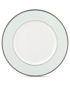 With the bands. The Parker Place accent plate creates instant ambiance with rings of platinum, black and pale blue in sleek bone china. From kate spade new york.