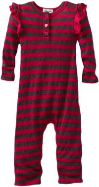 Splendid Littles Baby-girls Newborn Charcoal Stripe Thermal Playsuit, Raspberry, 6-12 Months