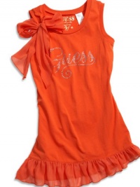 GUESS Kids Girls Big Girl Tank Top with Chiffon and Rhine, ORANGE (10/12)